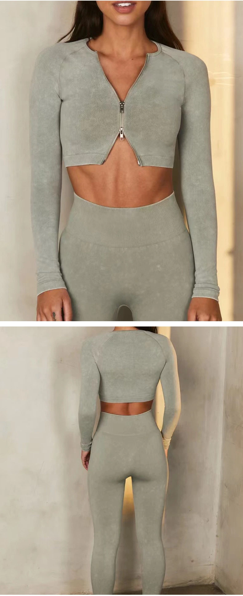Stock New European Sand-Washed Seamless Yoga Suit Women&prime;s Activewear