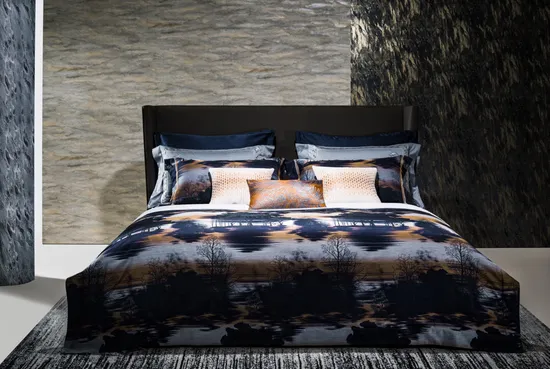Fabric Source Factory Simple Style All Size Blue Printed 4PCS Bedding Set