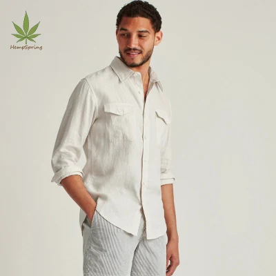 Wholesale Mens Long Sleeve Linen Shirt Custom 100% Linen Men Shirts for Men with Nice Bacterial Eco Friendly Shirt Linen Men Shirt Casual